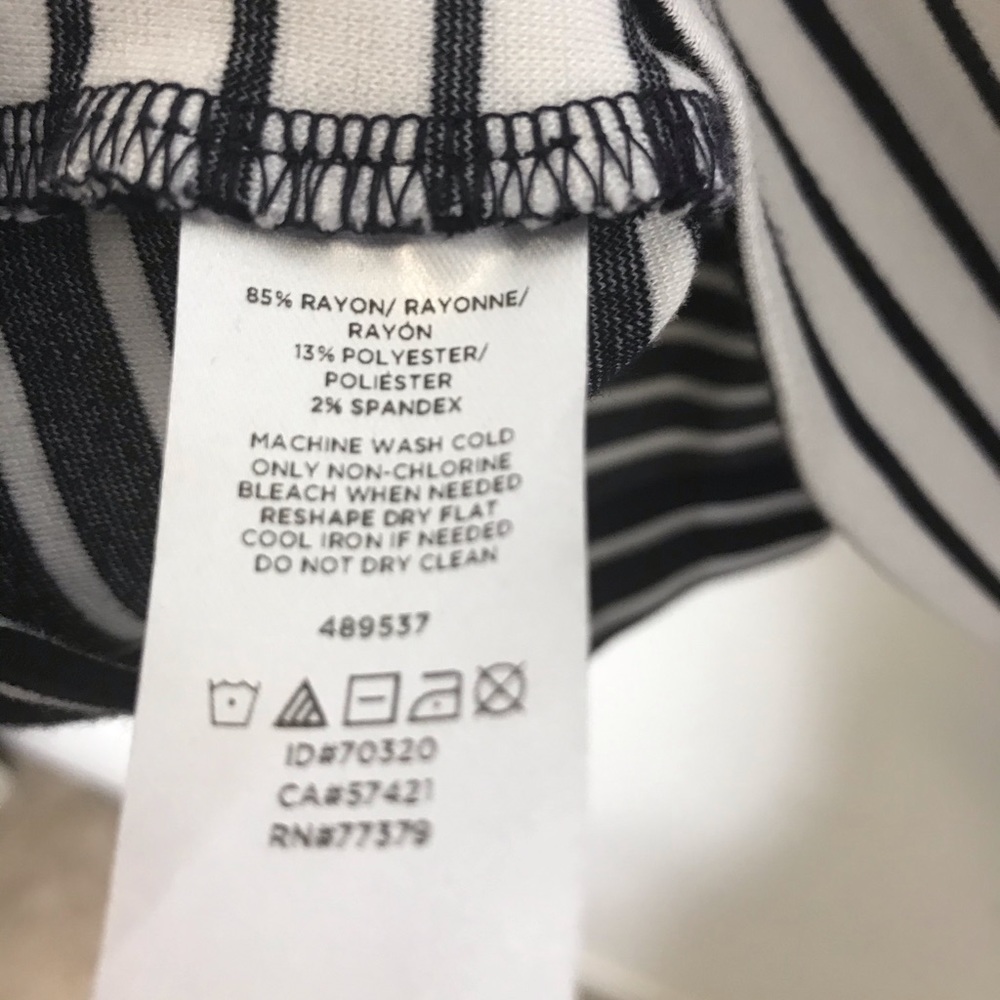 NEW Ann Taylor Womens Colorblock White/Black Stripe Ponte Top Small - Picture 8 of 8